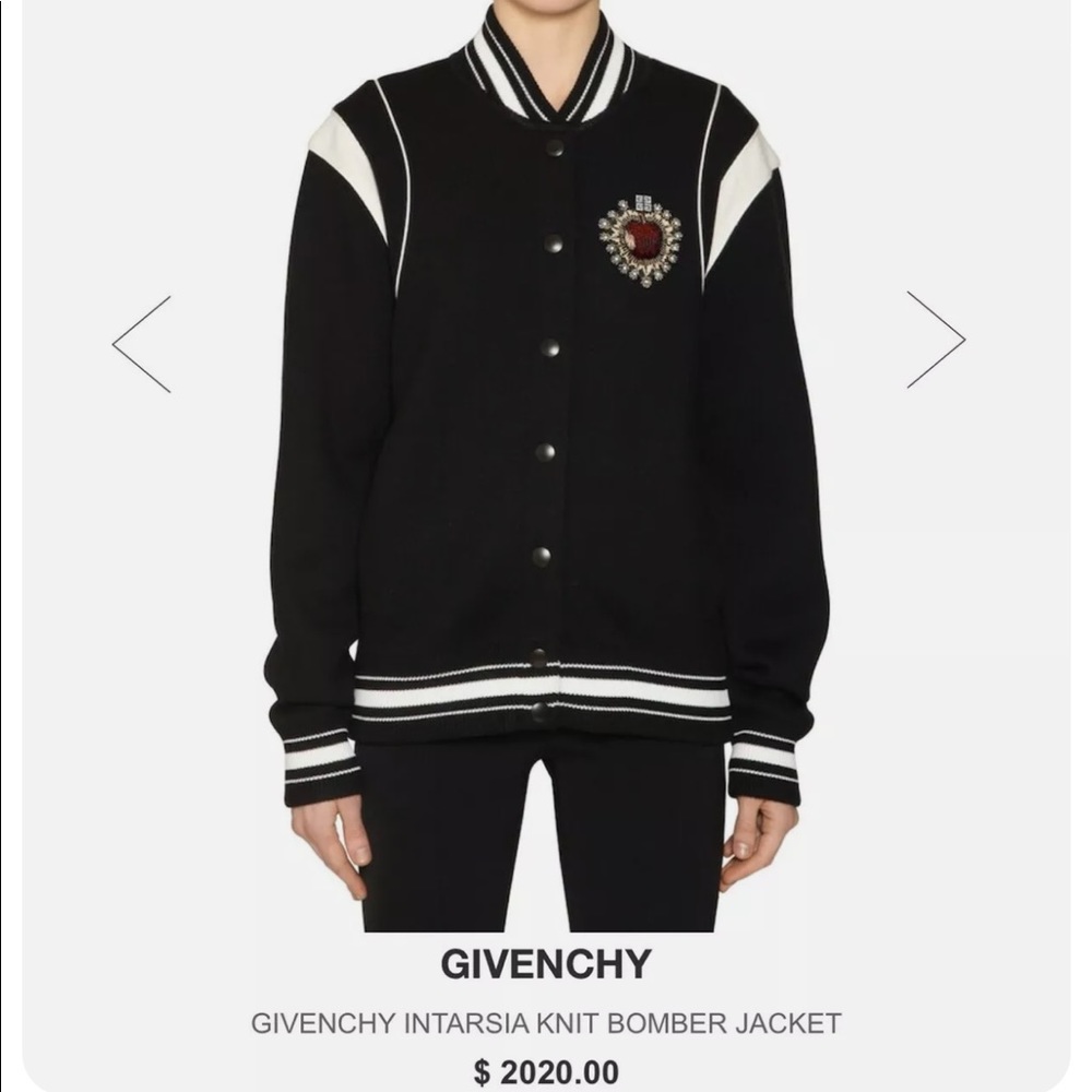 Givenchy Woman’s Knit Intarsia Bomber Jacket New With Tags